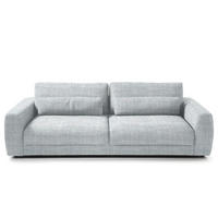 3-SITZER-SOFA  in Webstoff Hellgrau  - Hellgrau/Schwarz, Design, Kunststoff/Textil (250/80/117cm) - home24