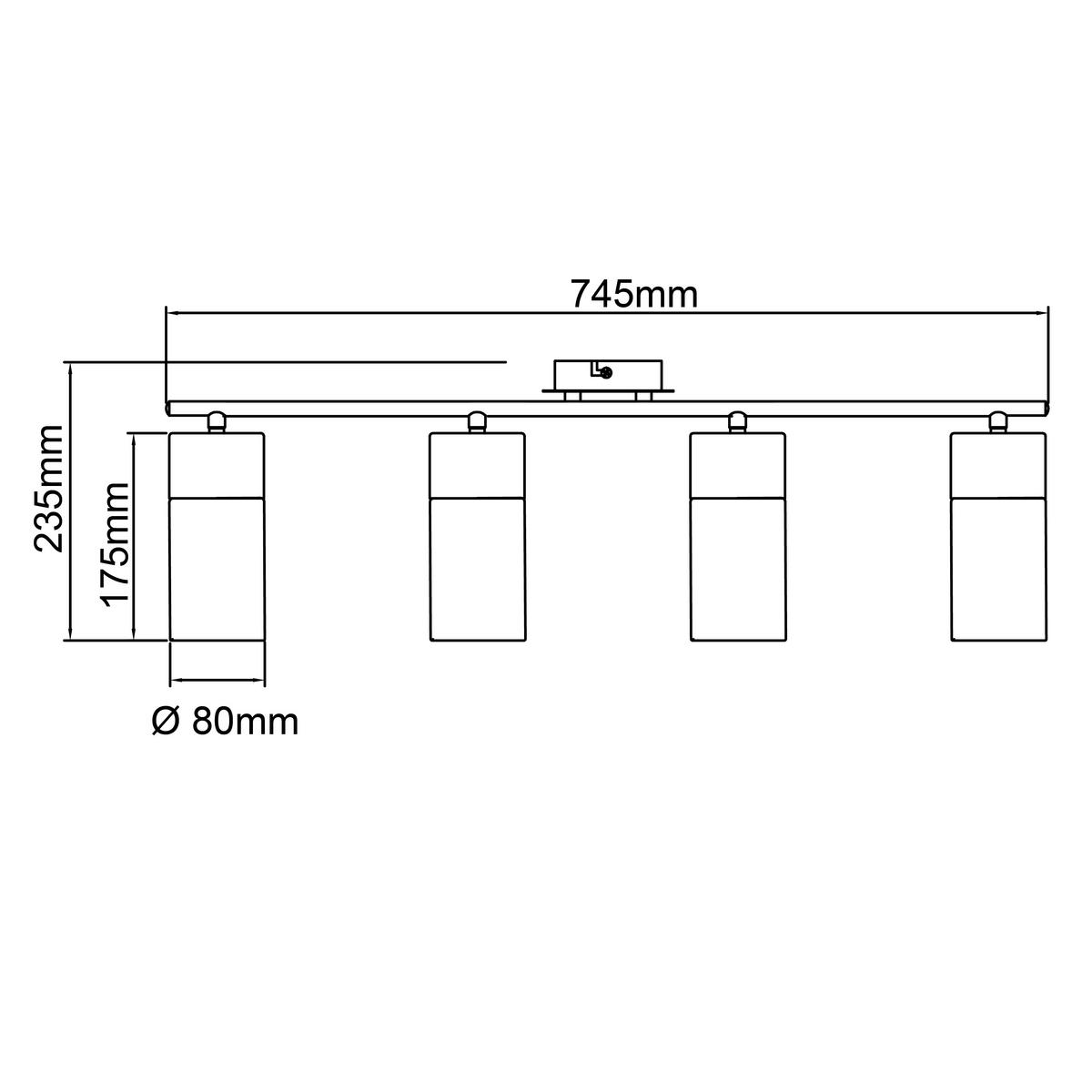 DECKENSTRAHLER 74,5/23,5/14,5 cm   - Transparent/Schwarz, LIFESTYLE, Glas/Metall (74,5/23,5/14,5cm) - Brilliant
