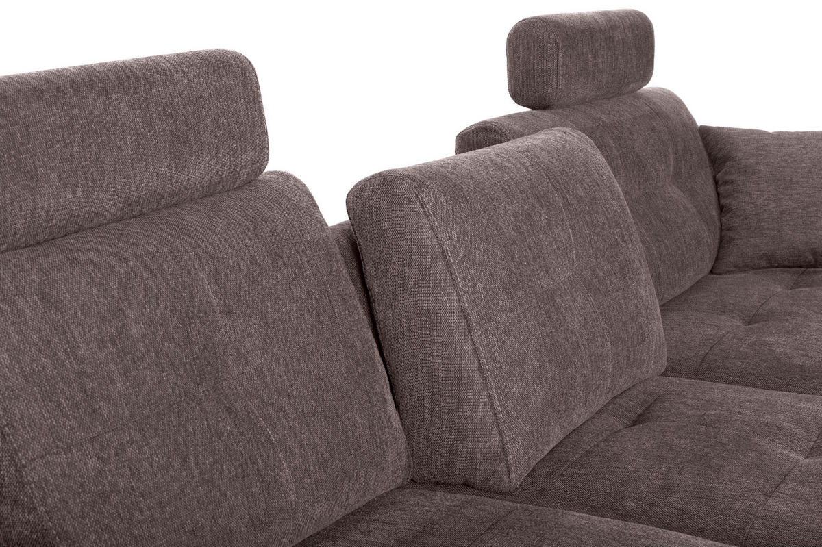 ECKSOFA in Mikrofaser Braun  276/193 cm  - Chromfarben/Braun, MODERN, Kunststoff/Textil (276/193cm) - Hom`in
