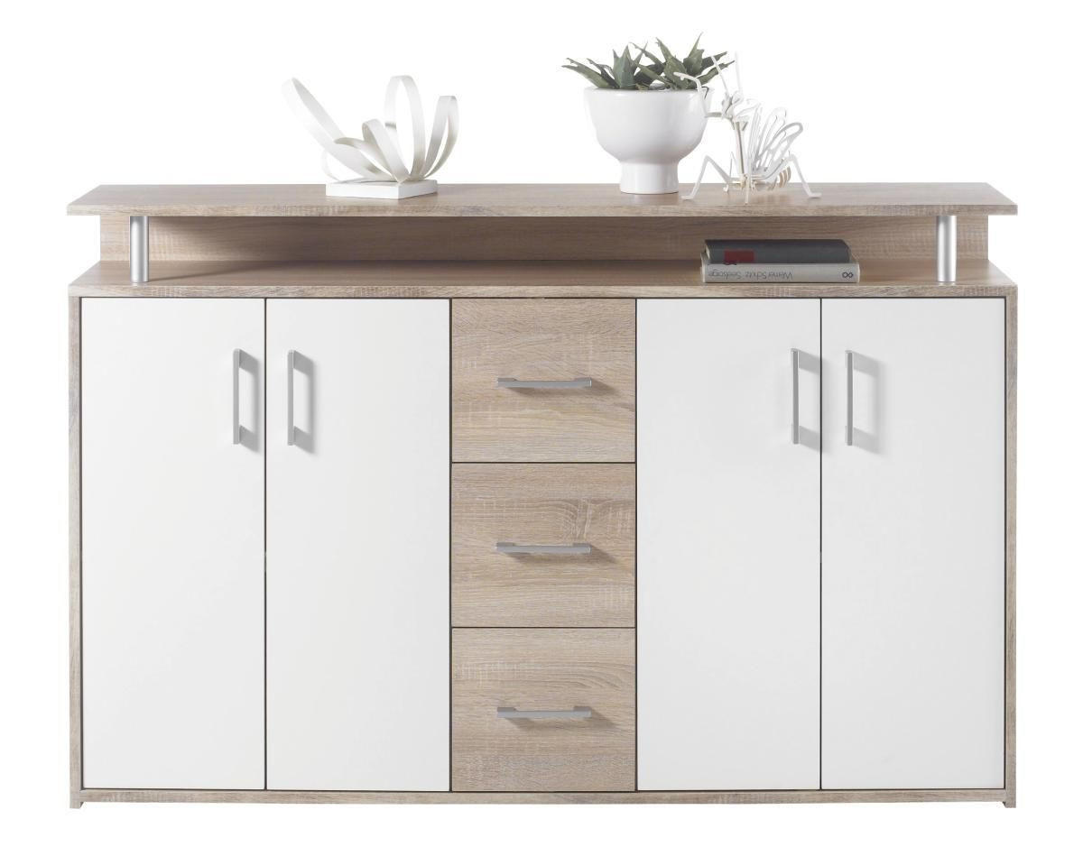 KOMODA S VRATIMA - sonoma hrast/bela, Konvencionalno, pločasti materijal/plastika (139/90/34cm) - Boxxx