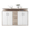 KOMODA   139/90/34 cm   bijela, hrast Sonoma  - bijela/srebrne boje, Konvencionalno, drvni materijal/plastika (139/90/34cm) - Boxxx