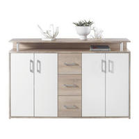 COMODĂ CU UȘI 139/90/34 cm  - stejar Sonoma/argintiu, Konventionell, plastic/material pe bază de lemn (139/90/34cm) - Carryhome