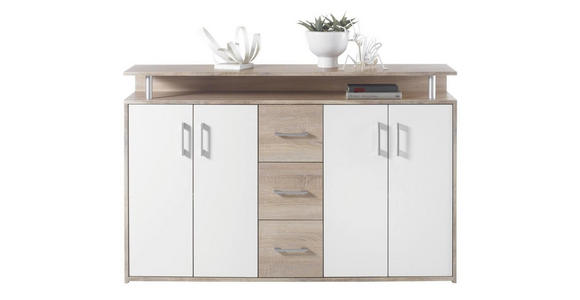 SIDEBOARD 139/90/34 cm  - Silberfarben/Weiß, KONVENTIONELL, Holzwerkstoff/Kunststoff (139/90/34cm) - Carryhome