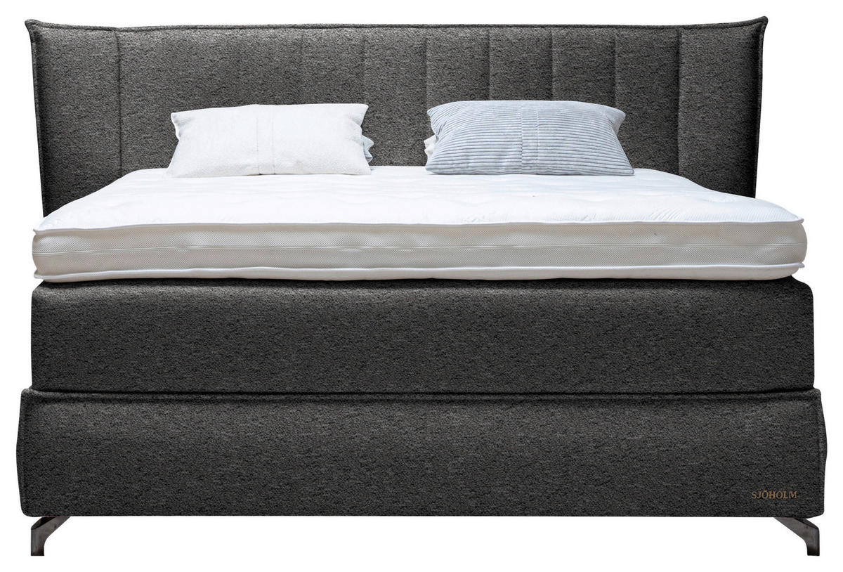 BOXSPRINGBETT 200/220 cm  in Taupe  - Taupe/Schwarz, KONVENTIONELL, Holz/Textil (200/220cm) - Sjöholm