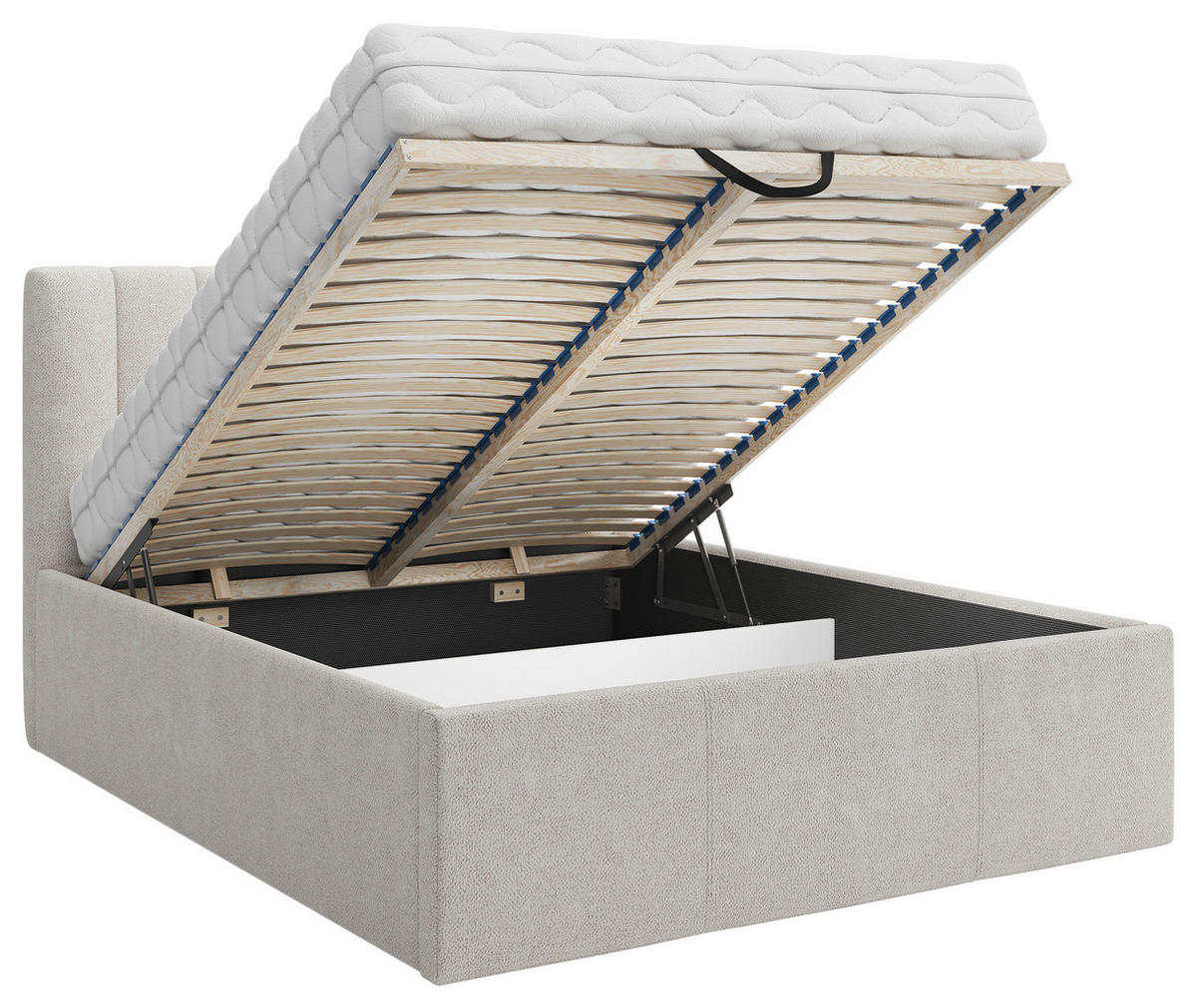 POLSTERBETT Matratze, Lattenrost, Bettkasten 160/200 cm  in Creme  - Creme, Trend, Holz/Textil (160/200cm) - Boxxx