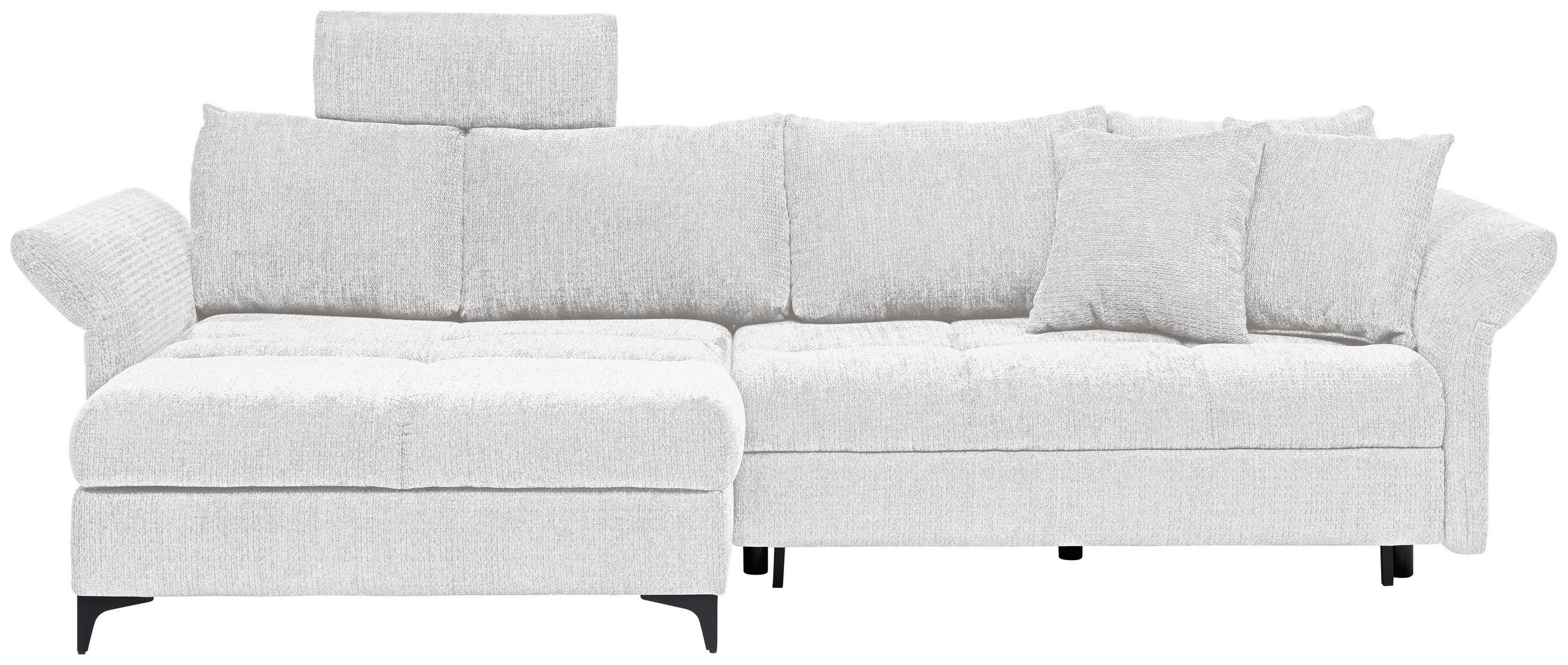 ECKSOFA Creme Chenille  - Creme/Schwarz, KONVENTIONELL, Textil/Metall (291/153cm) - Hom`in
