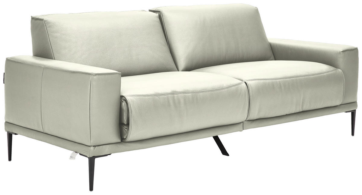2,5-SITZER in Echtleder Weiss  - Weiss/Schwarz, Design, Leder/Metall (200/102/92cm) - Johann Jakob