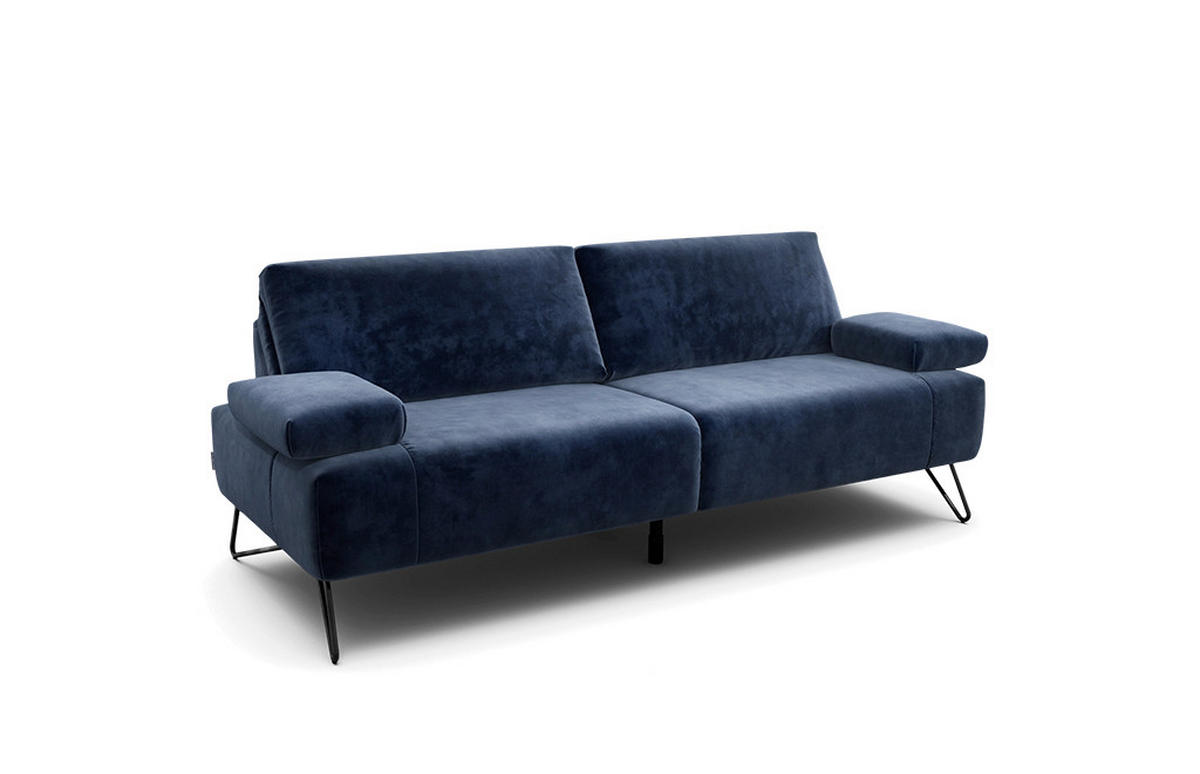 2,5-SITZER Samt Dunkelblau  - Schwarz/Dunkelblau, Design, Textil/Metall (204-234/85/86-94cm) - SENSOO
