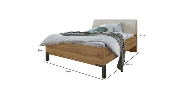 BETT 120/200 cm in Champagner, Eiche Bianco - Schieferfarben/Eiche Bianco, KONVENTIONELL, Holzwerkstoff/Textil (120/200cm) - Dieter Knoll