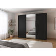 SCHWEBETÜRENSCHRANK 271/223/68 cm 3-türig Schwarz  - Schwarz, KONVENTIONELL, Glas/Holzwerkstoff (271/223/68cm) - Novel