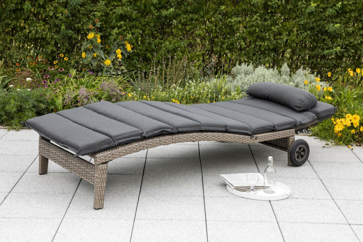 GARTEN-RELAXLIEGE 90/100/208 cm  - Grau, ROMANTIK / LANDHAUS, Kunststoff/Metall (90/100/208cm) - Gardenson