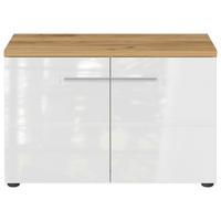 SCHUHBANK Weiß, Eichefarben  - Eichefarben/Silberfarben, MODERN, Holzwerkstoff/Metall (75/50/41cm) - Germania