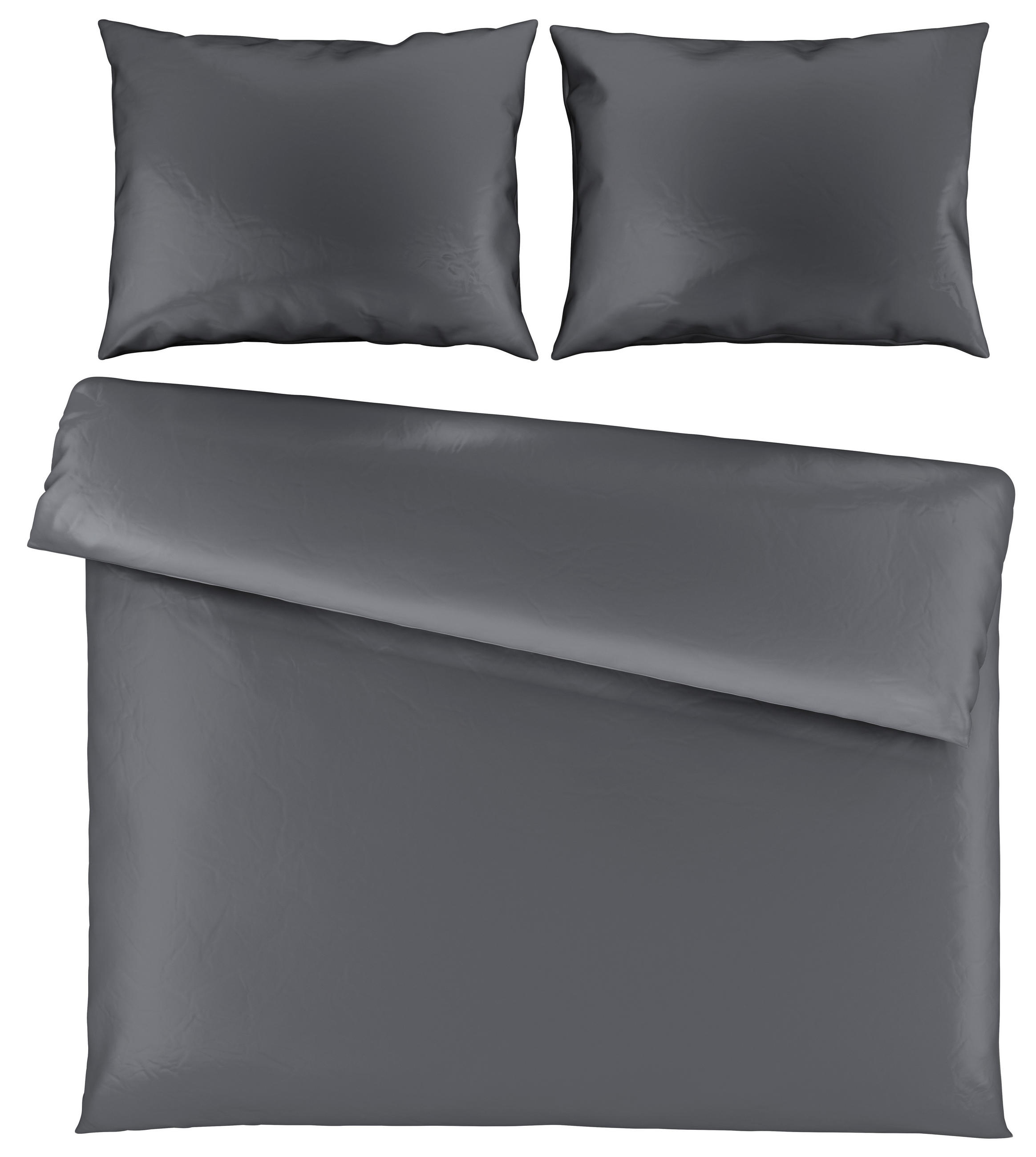 POSTEĽNÁ BIELIZEŇ, satén, antracitová, 200/200 cm - antracitová, Basics, textil (200/200cm) - Novel