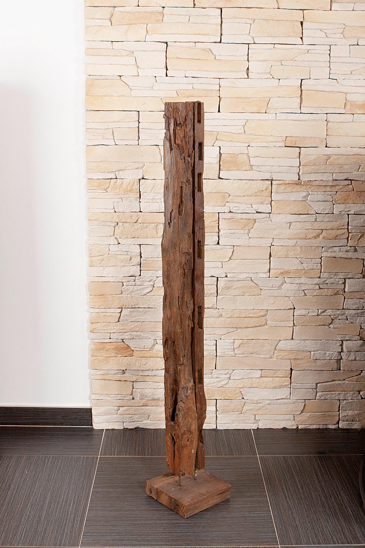 SKULPTUR - Braun, Basics, Holz (20,5/132/20,5cm) - Gardenson