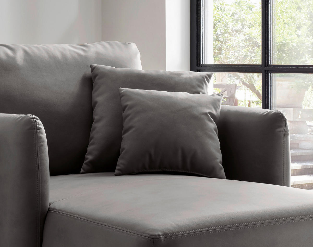 XXL-SESSEL Lederlook Anthrazit    - Anthrazit/Schwarz, Design, Textil/Metall (112/95/158cm) - Livetastic