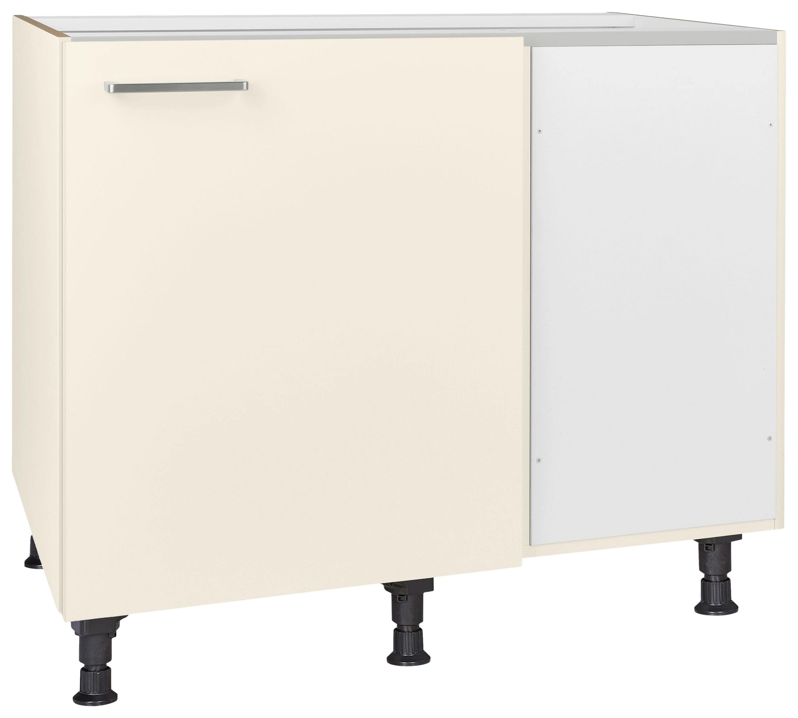 ECKUNTERSCHRANK 125/87/65 cm  - Edelstahlfarben/Magnolie, MODERN, Holzwerkstoff/Metall (125/87/65cm) - Nobilia