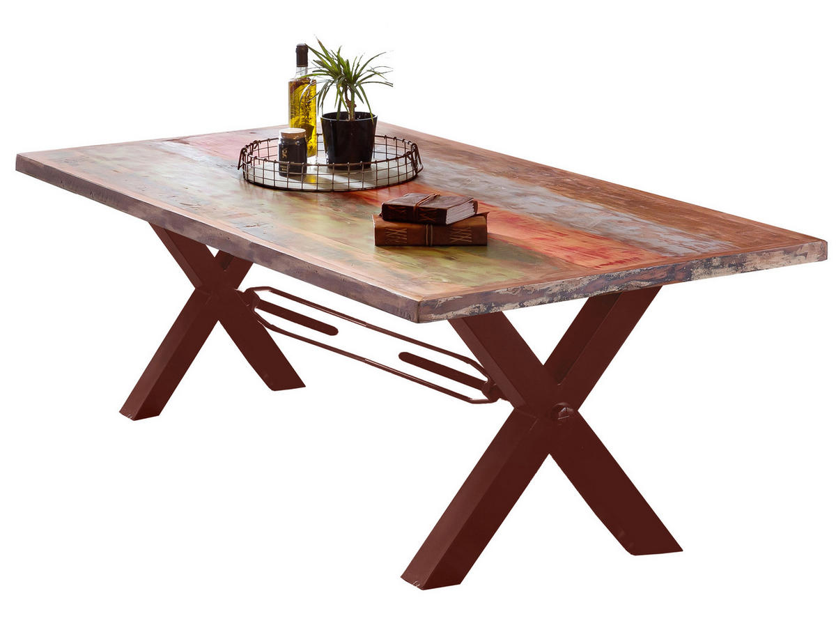 ESSTISCH 200/100/76,5 cm Echtholz  Holz, Metall rechteckig Braun, Multicolor  - Multicolor/Braun, MODERN, Holz/Metall (200/100/76,5cm) - MID.YOU