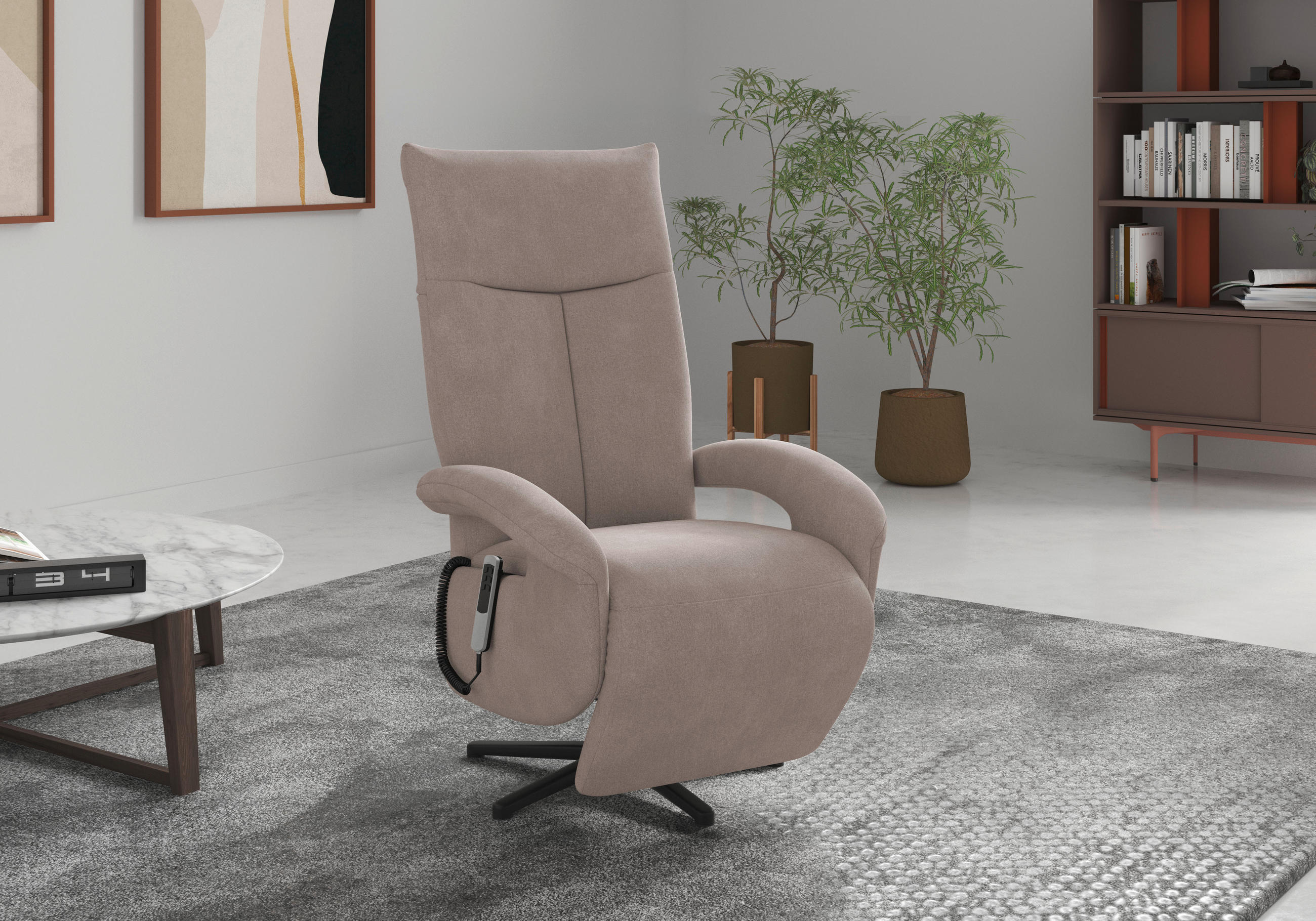 SESSEL in Flachgewebe Greige - Greige/Schwarz, Modern, Textil/Metall (74/112/82cm) - Sit & More