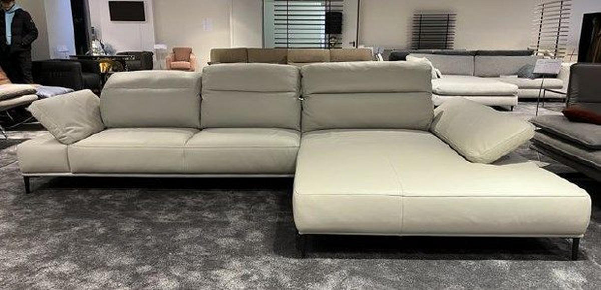 UGAONA GARNITURA bež-siva  - bež-siva/crna, Moderno, koža/metal (206/322cm) - Chilliano