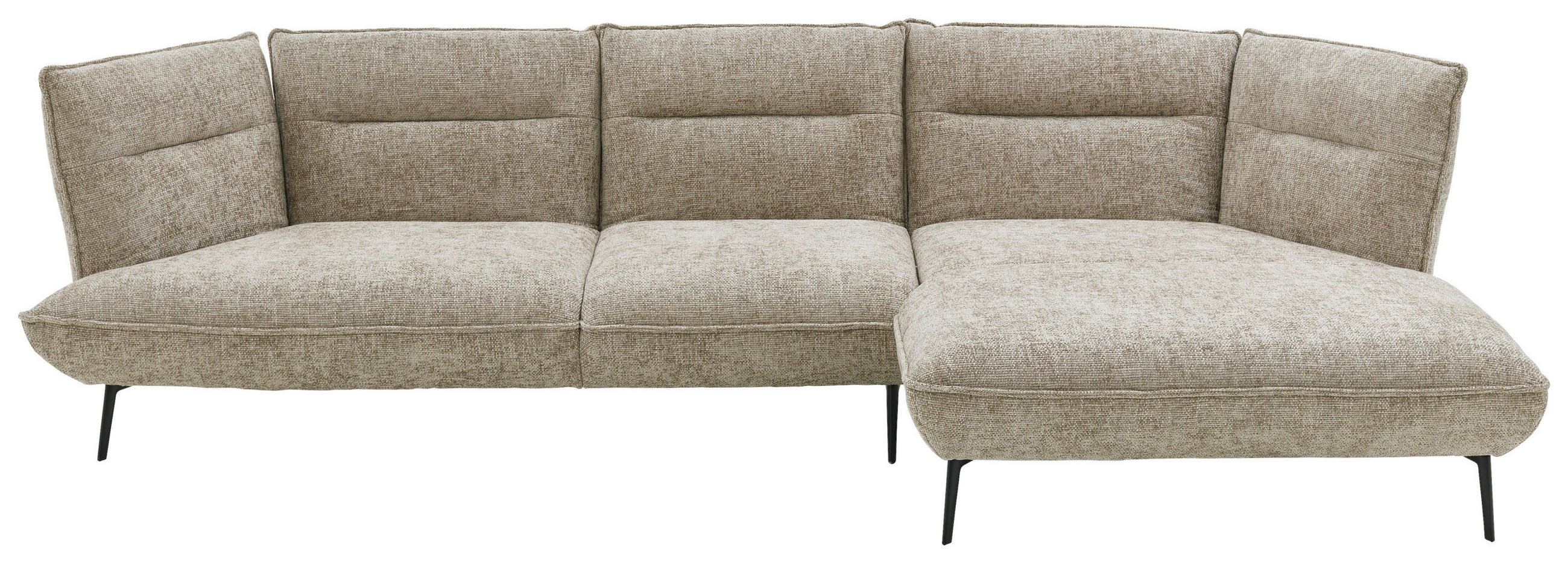 ECKSOFA in Flachgewebe Taupe  - Taupe/Schwarz, Design, Textil/Metall (339/153cm) - Moderano