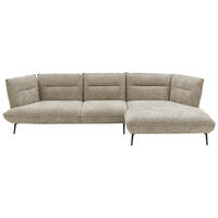 ECKSOFA in Flachgewebe Taupe  - Taupe/Schwarz, Design, Textil/Metall (339/153cm) - Moderano
