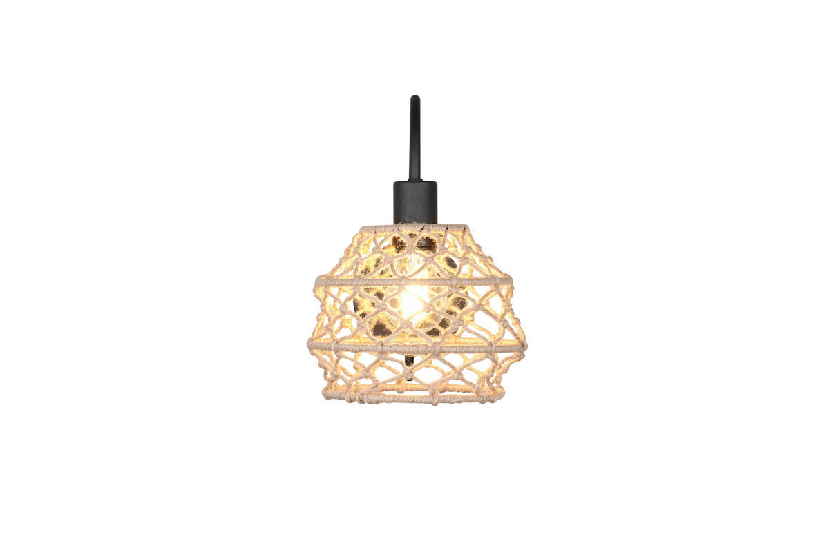 WANDLEUCHTE Hive 30,5/32/20 cm  - Schwarz/Naturfarben, Natur, Textil/Metall (30,5/32/20cm)