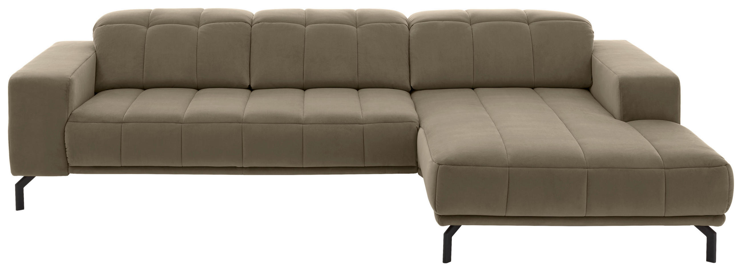 ECKSOFA Graubraun Velours  - Graubraun/Schwarz, Design, Textil/Metall (293/195cm) - Beldomo Style
