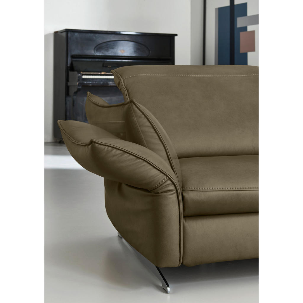 Thumbnail - Hukla Ecksofa Valdera, Mokka, Leder, Echtleder, Semi-Anilinleder, 4-Sitzer, L-Form, 292x258 cm, Goldenes M, Typenauswahl...