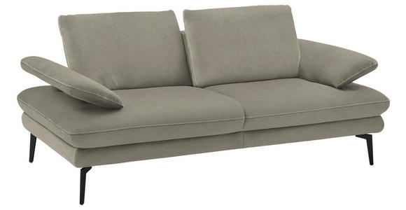 2,5-SITZER in Velours Platinfarben - Platinfarben/Beige, Design, Textil/Metall (196/89/104cm) - Dieter Knoll