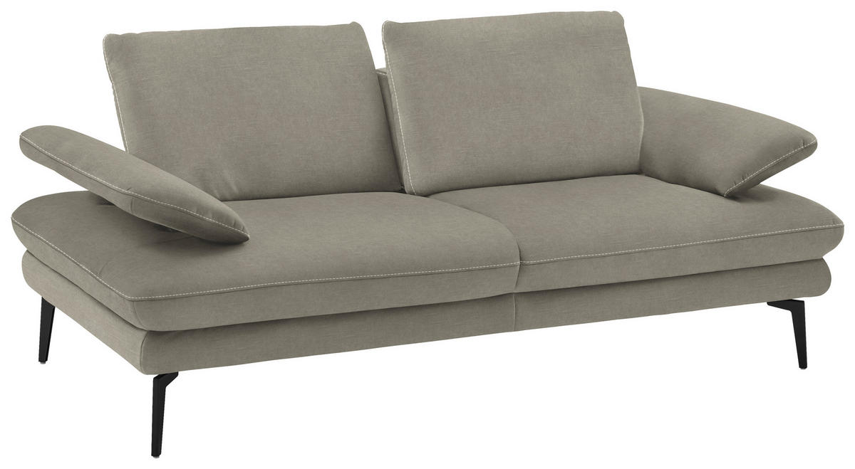 2,5-SITZER in Velours Platinfarben  - Platinfarben/Beige, Design, Textil/Metall (196/89/104cm) - Dieter Knoll