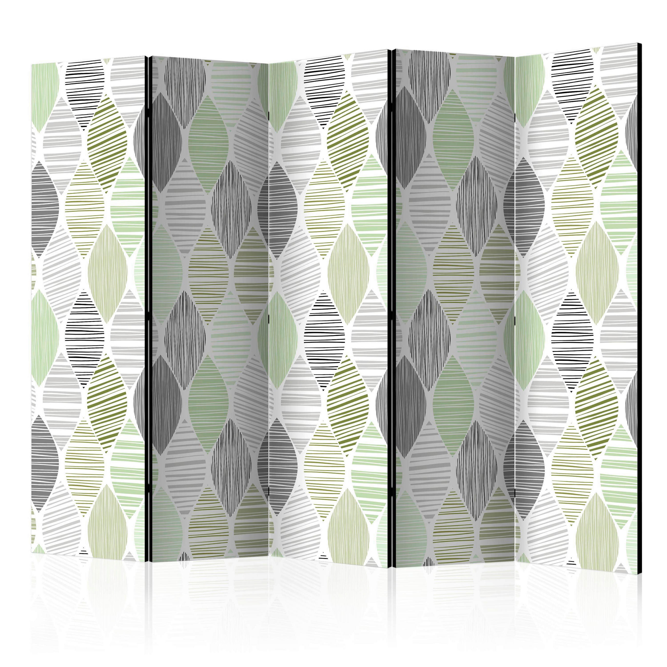 SKÄRMVÄGG  i trä, textil  grön, ljusgrå  - grön/ljusgrå, Basics, trä/textil (225/172/3cm) - artgeist