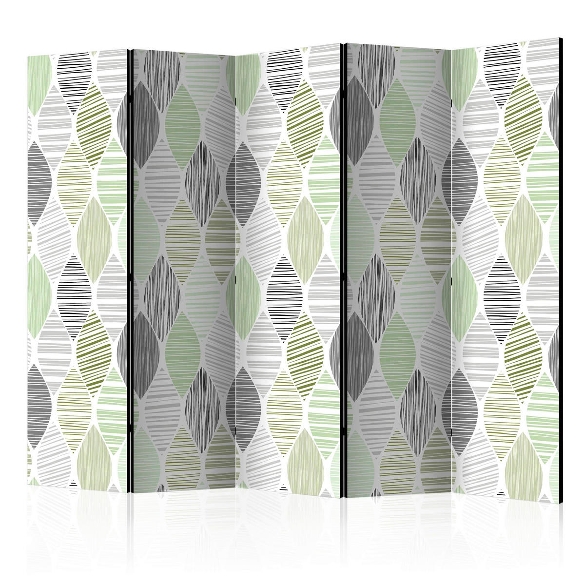 SKÄRMVÄGG  i trä, textil  grön, ljusgrå  - grön/ljusgrå, Basics, trä/textil (225/172/3cm) - artgeist