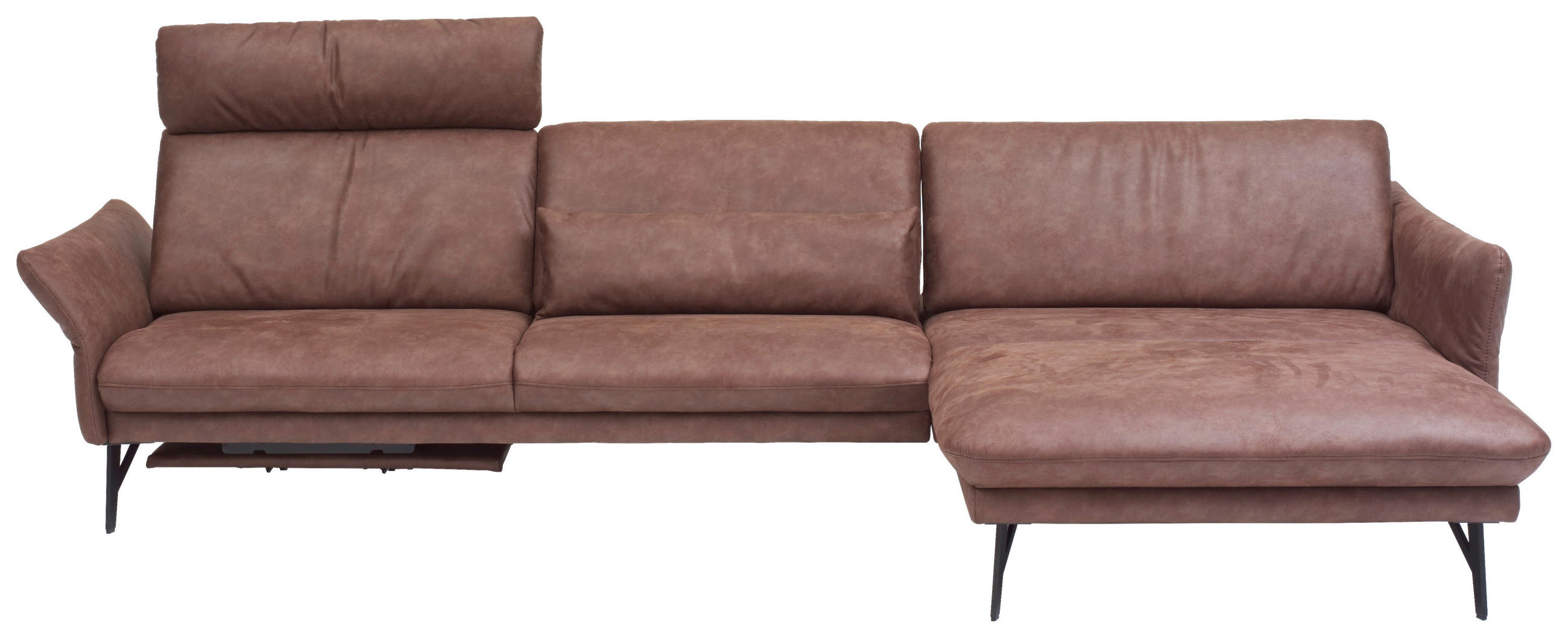 ECKSOFA Dunkelbraun Lederlook  - Dunkelbraun/Anthrazit, Design, Textil/Metall (330/175cm) - Himolla