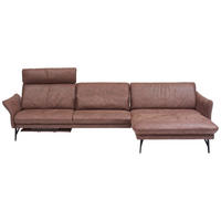 ECKSOFA in Lederlook Dunkelbraun  - Dunkelbraun/Anthrazit, Design, Textil/Metall (330/175cm) - Himolla