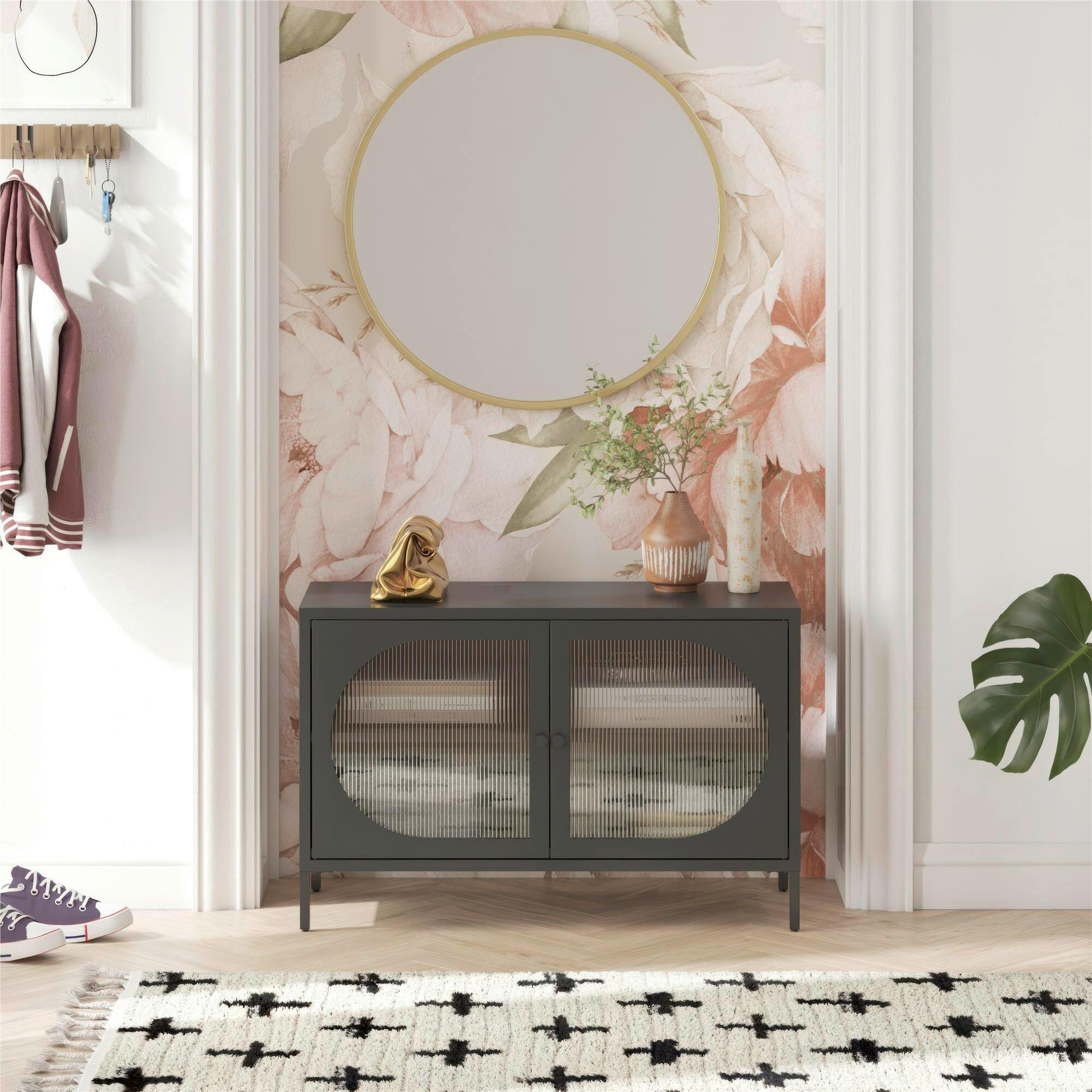 KOMMODE Luna in 100/64/40 cm - Schwarz, Design, Glas/Metall (100/64/40cm) - MID.YOU