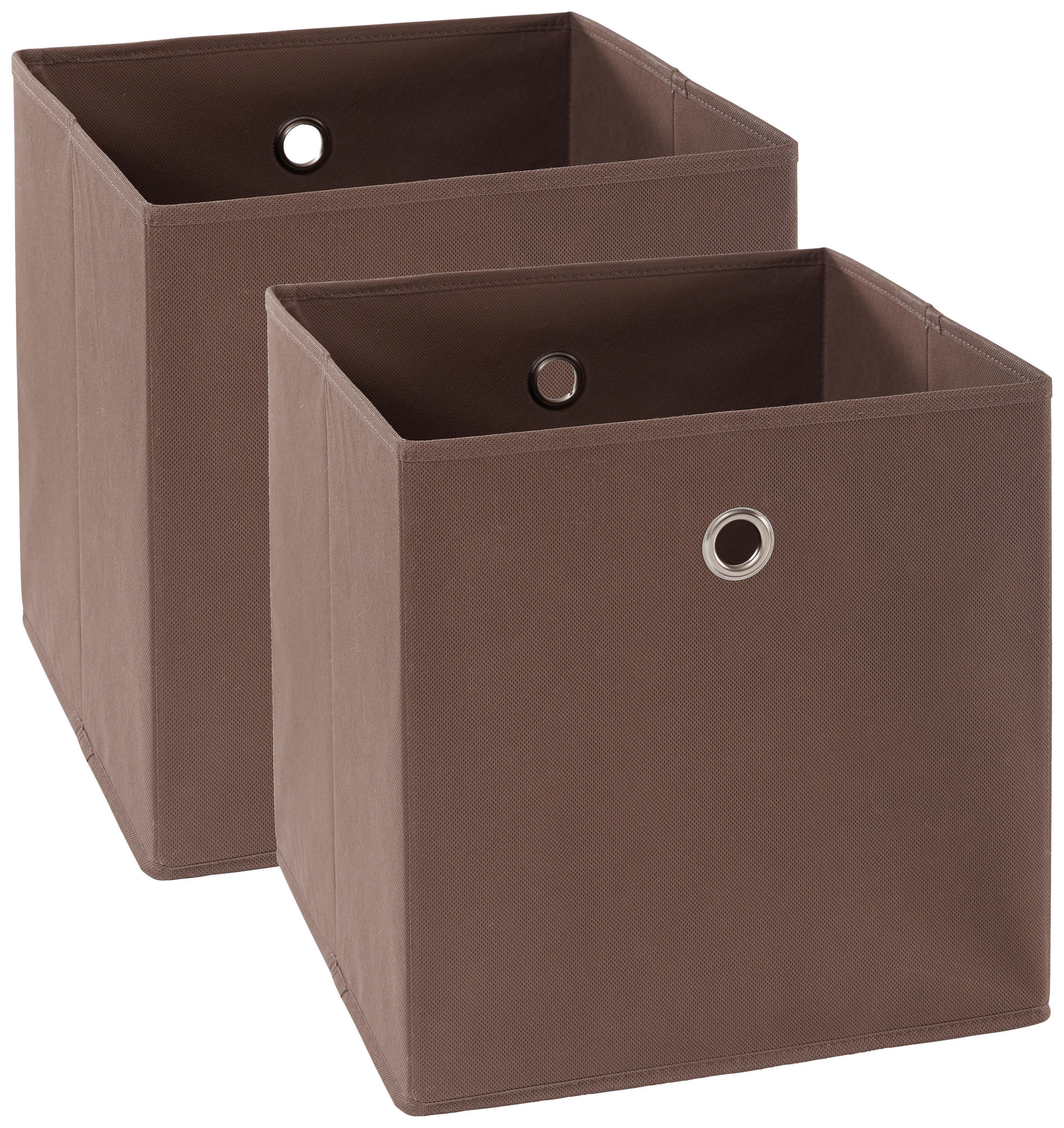FALTBOX 2er Set - Silberfarben/Braun, Design, Karton/Textil (32/32/32cm) - Carryhome