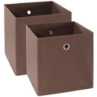 FALTBOX 2er Set - Silberfarben/Braun, Design, Karton/Textil (32/32/32cm) - Carryhome