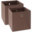 FALTBOX 2er Set Metall, Textil, Karton Braun, Silberfarben  - Silberfarben/Braun, Design, Karton/Textil (32/32/32cm) - Carryhome