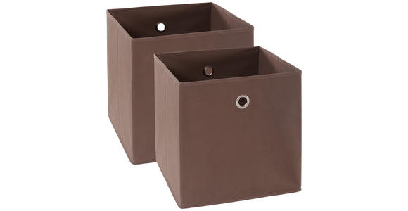FALTBOX 2er Set Metall, Textil, Karton Braun, Silberfarben  - Silberfarben/Braun, Design, Karton/Textil (32/32/32cm) - Carryhome