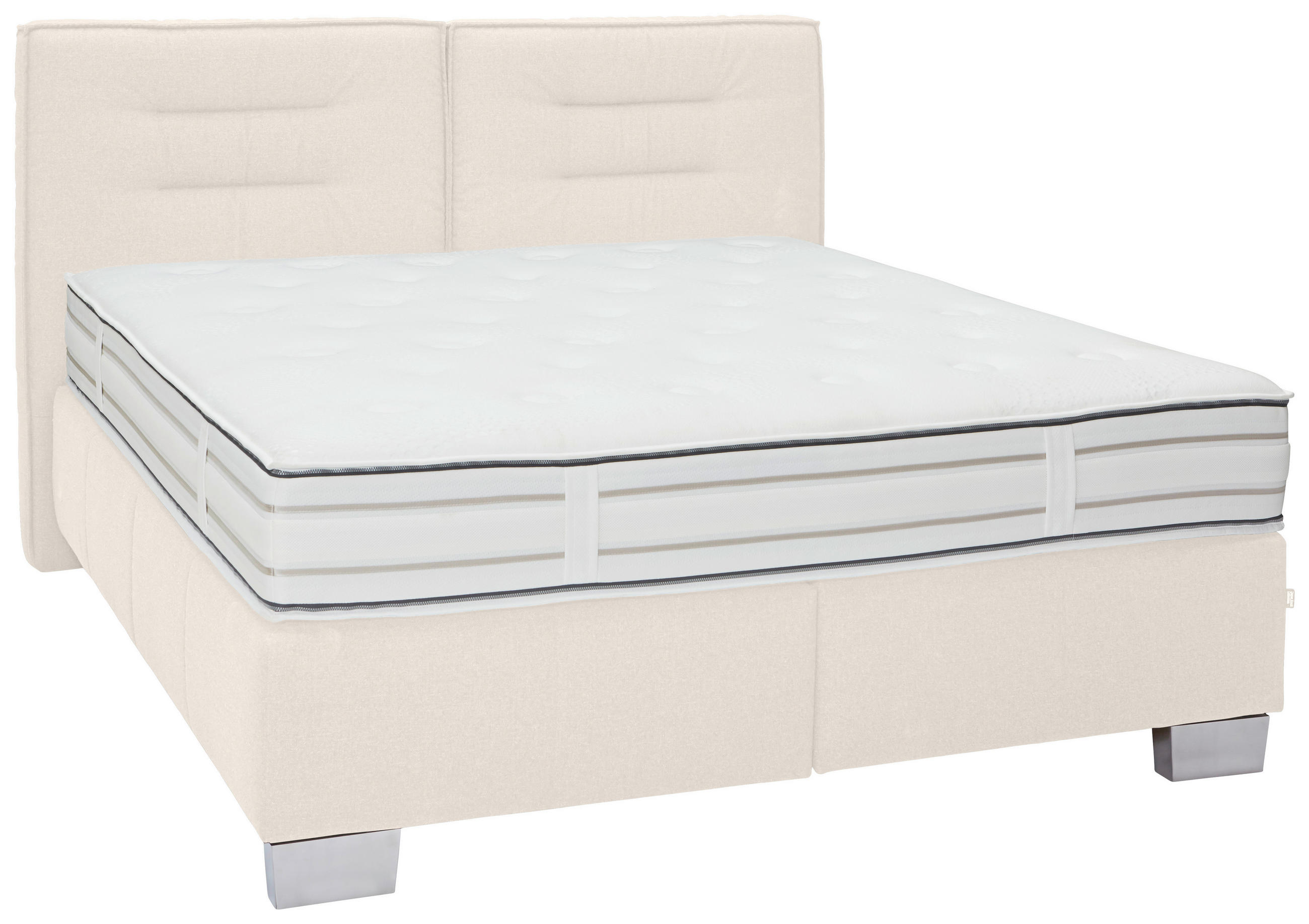 BOXSPRINGBETT 200/200 cm  in Beige  - Chromfarben/Beige, Konventionell, Textil (200/200cm) - Dieter Knoll