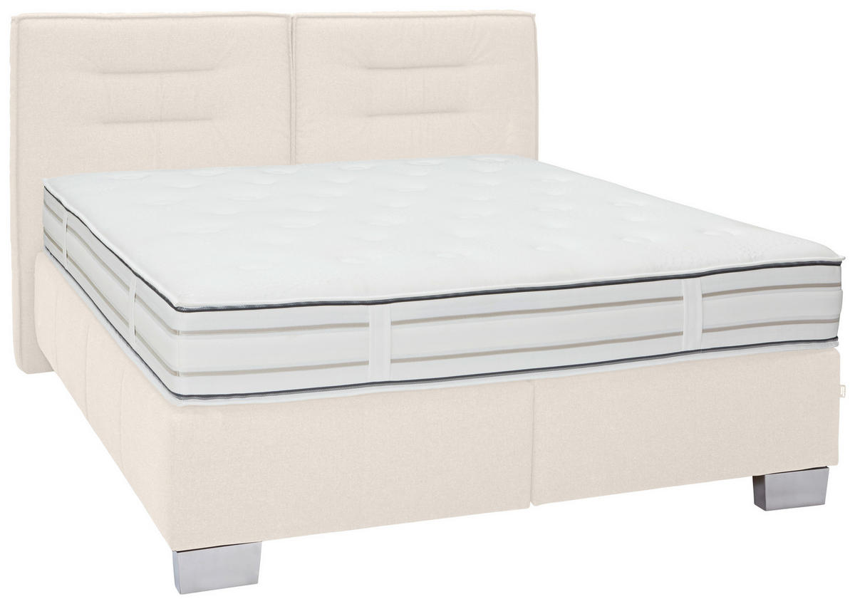 BOXSPRINGBETT 200/200 cm  in Beige  - Chromfarben/Beige, KONVENTIONELL, Textil (200/200cm) - Dieter Knoll