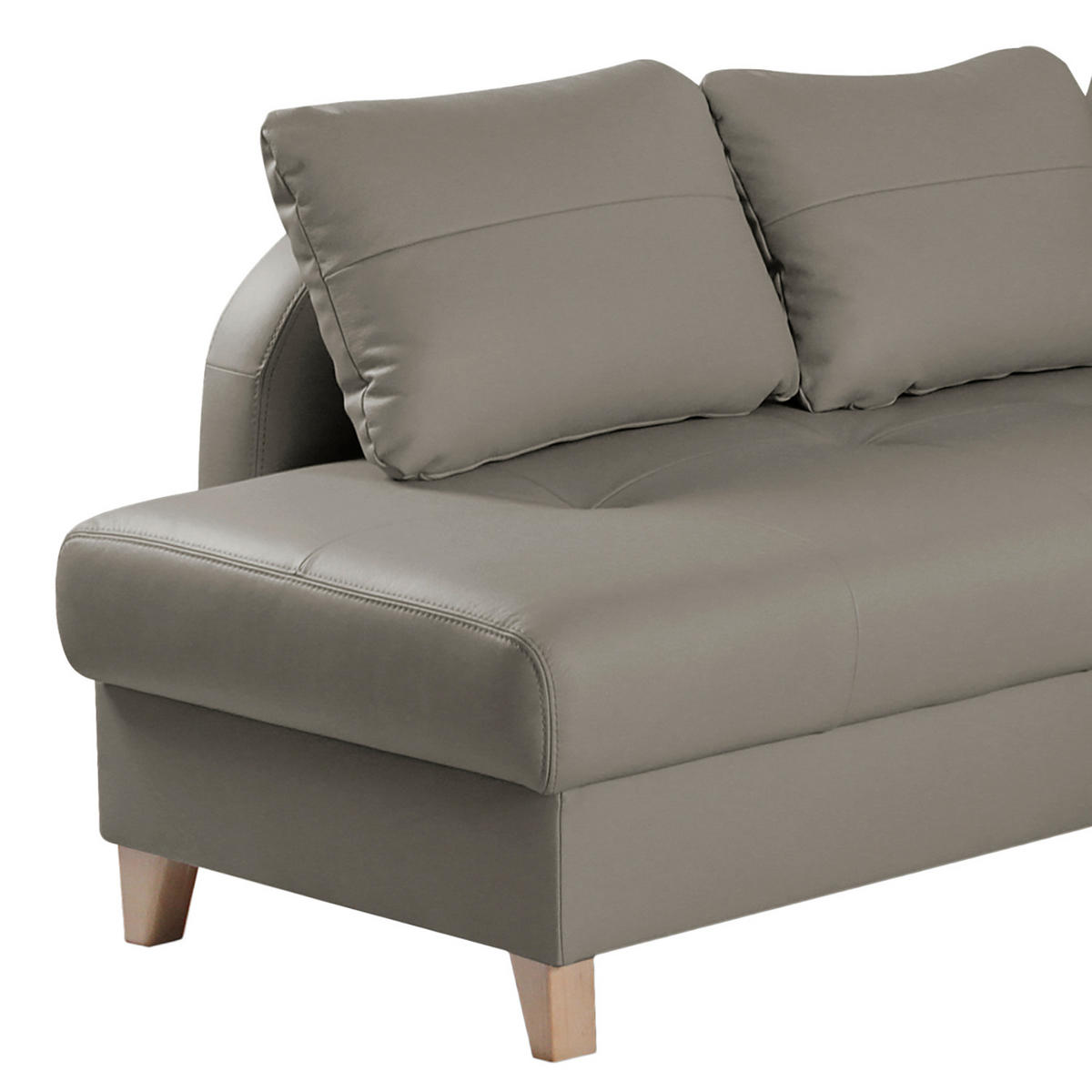 ECKSOFA Schlammfarben Echtleder Lederlook  - Schlammfarben/Buchefarben, Design, Leder/Holz (227/168cm) - Livetastic