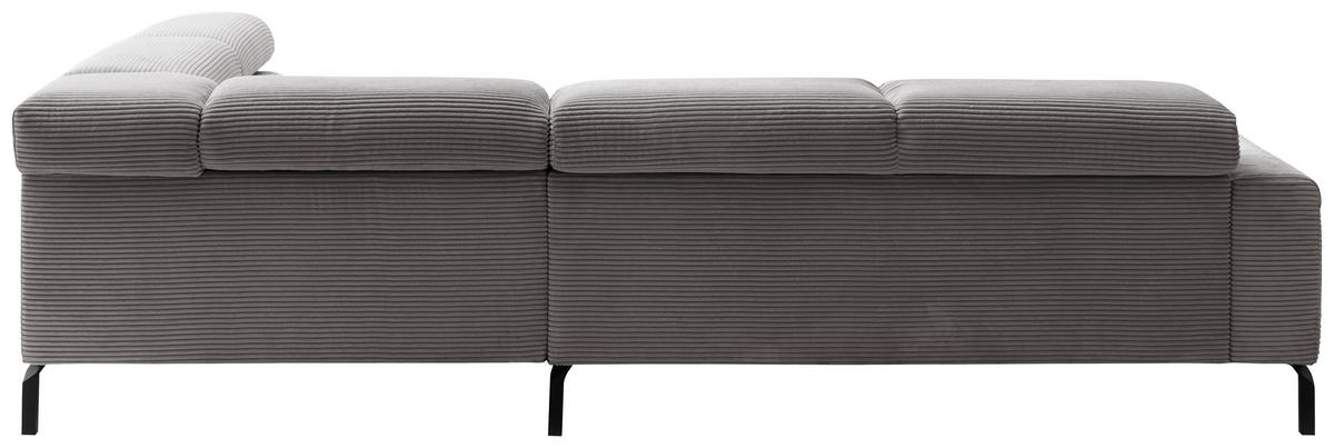 SEDEŽNA GARNITURA, rebrasti žamet siva  - črna/siva, Moderno, kovina/tekstil (276/221cm) - Pure Home Lifestyle
