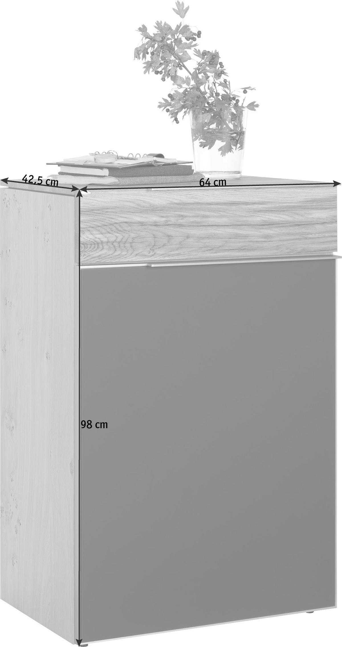SCHUHSCHRANK  in 64/98/42,5 cm  - Eichefarben/Silberfarben, Natur, Glas/Holz (64/98/42,5cm) - Voglauer