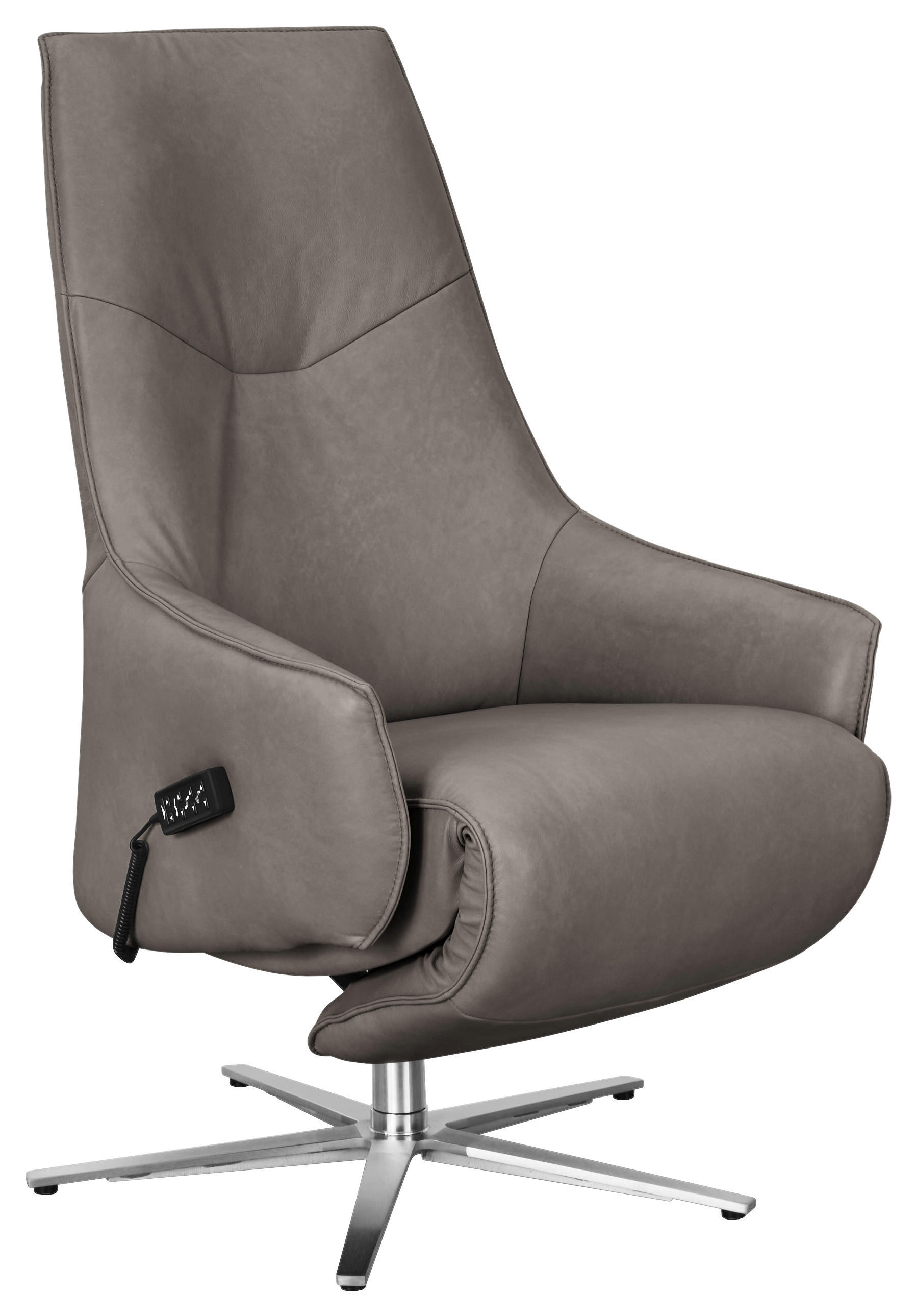 RELAXSESSEL in Leder Graubraun  - Edelstahlfarben/Graubraun, Design, Leder/Metall (70/120/88cm) - Himolla