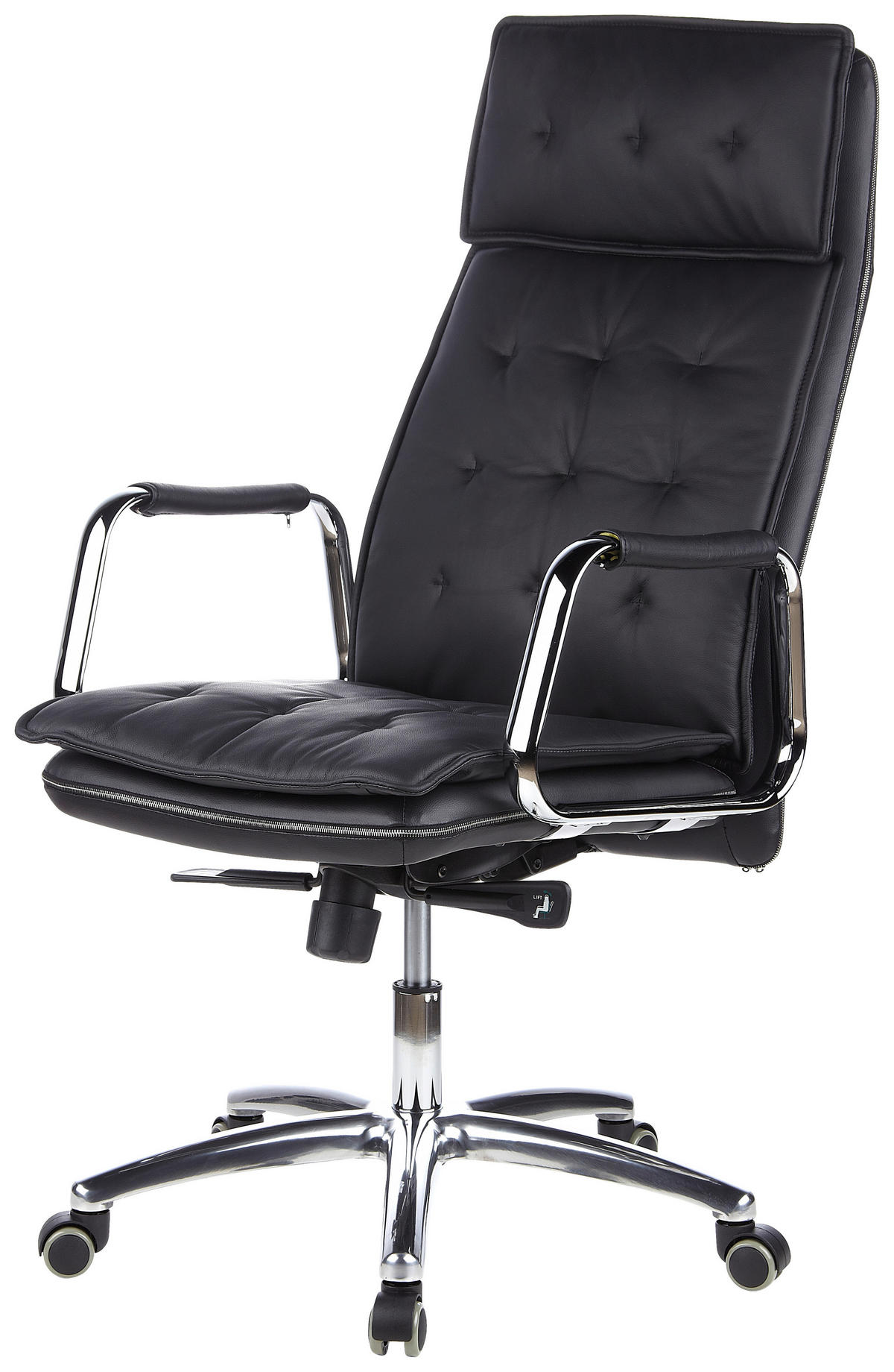 CHEFSESSEL Schwarz  - Schwarz, Basics, Leder/Kunststoff (60/130/48cm) - MID.YOU