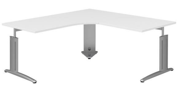 ECKSCHREIBTISCH 180/180/70-82 cm in Weiß, Alufarben - Alufarben/Weiß, KONVENTIONELL, Holzwerkstoff/Metall (180/180/70-82cm) - Moderano
