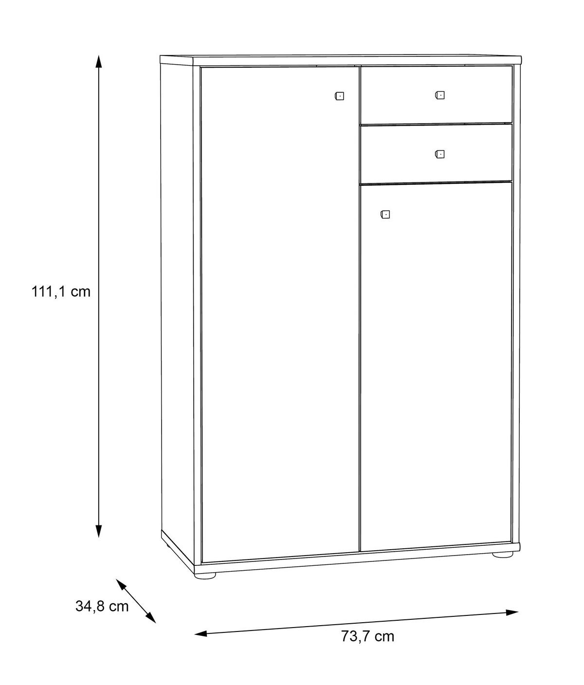 KOMMODE  in  - Alufarben/Weiß, Design, Holzwerkstoff (73,7/111,1/34,8cm)