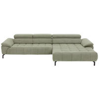 ECKSOFA in Webstoff Grün  - Schwarz/Grün, Design, Textil/Metall (329/190cm) - Beldomo Style