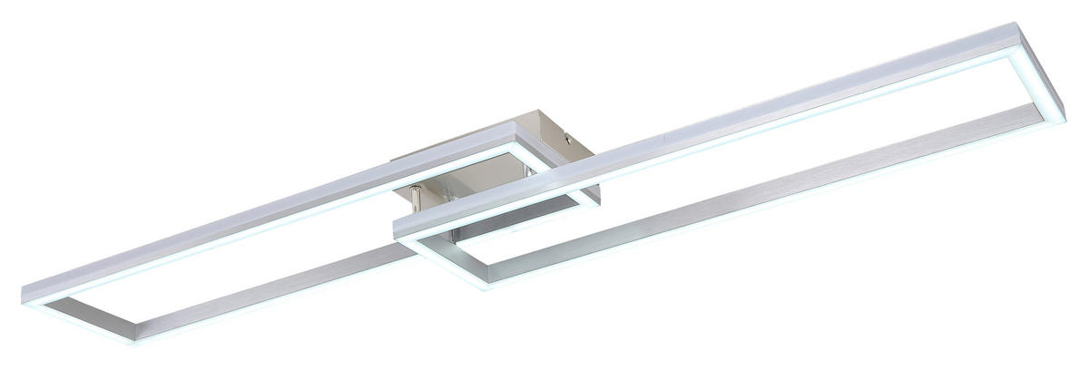 LED-DECKENLEUCHTE 40 W    119,5/25,5/10 cm  - Silberfarben/Opal, Design, Kunststoff/Metall (119,5/25,5/10cm) - Globo